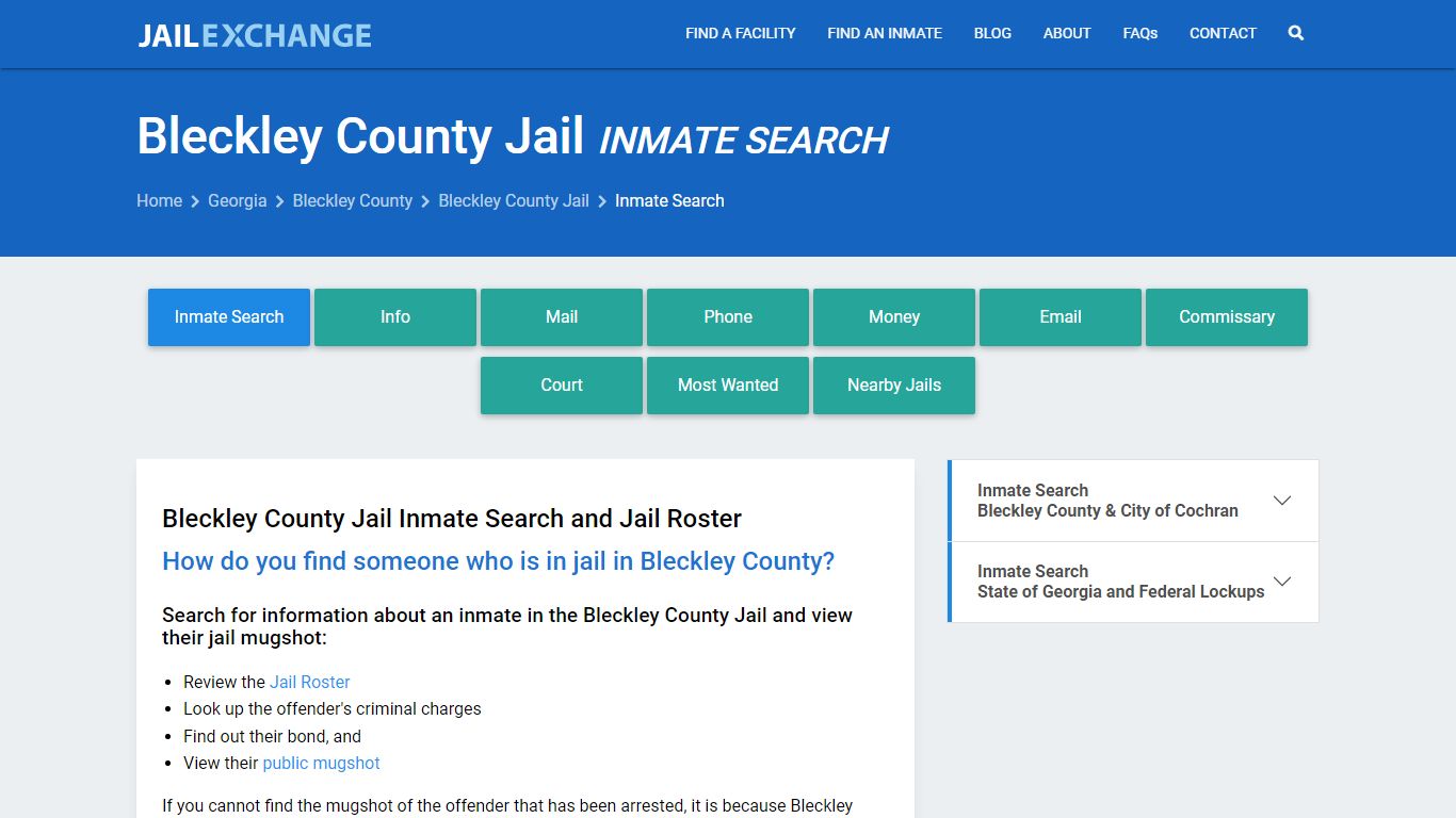 Inmate Search: Roster & Mugshots - Bleckley County Jail, GA